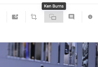 The Ken Burns button as it appears in Visla's scene-based editor. 